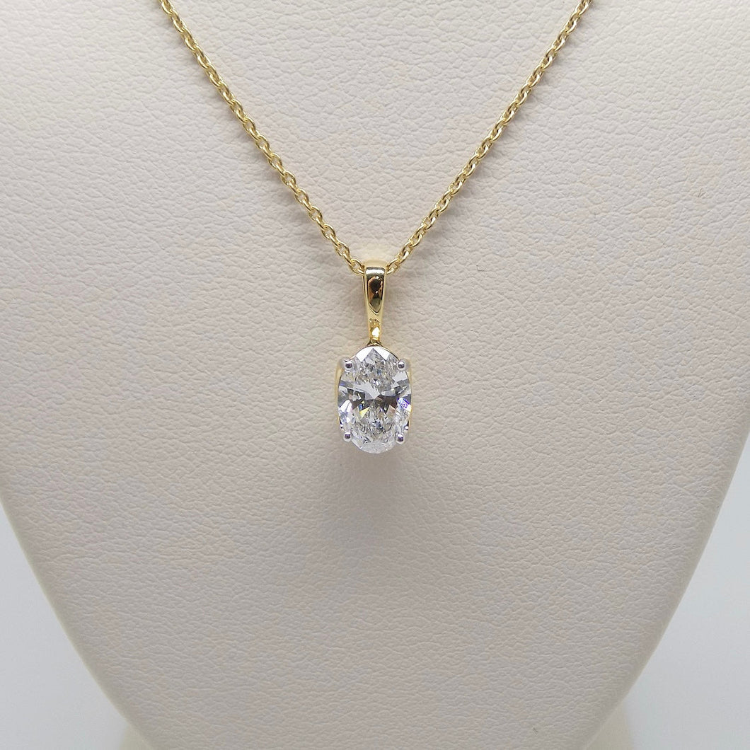 9ct Yellow Gold Oval Lab Grown Diamond Pendant 0.76ct SKU 7743808