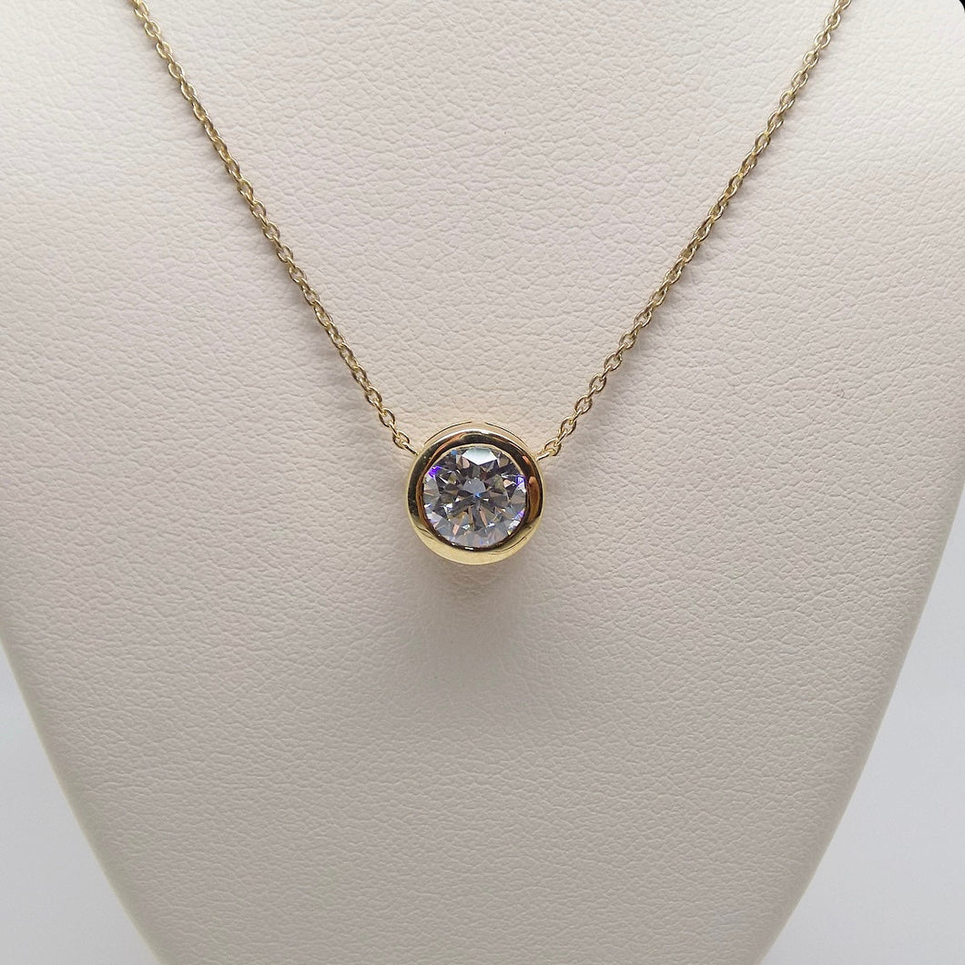9ct Yellow Gold Round Rubover Lab Grown Diamond Pendant 1.07ct SKU 7743809