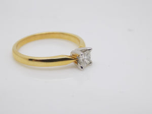 18ct Yellow Gold Princess Cut Diamond Solitaire 0.33ct Engagement Ring SKU 8803092