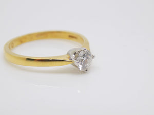 18ct Yellow Gold Round Brilliant Diamond Solitaire Engagement Ring 0.40ct SKU 8803158