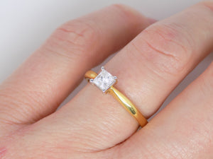 18ct Yellow Gold Princess Cut Diamond Solitaire Engagement Ring 0.40ct SKU 8803164