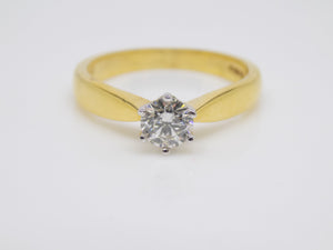 18ct Yellow Gold Round Brilliant Diamond Solitaire Engagement Ring 0.50ct SKU 8803170