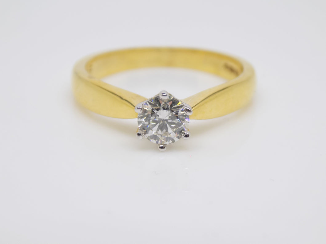 18ct Yellow Gold Round Brilliant Diamond Solitaire Engagement Ring 0.50ct SKU 8803170