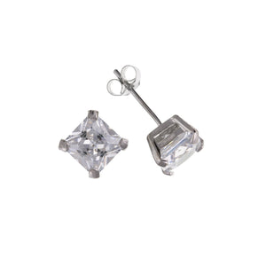 9ct White Gold Rhombus Shape CZ Pendant & Earrings Set SKU 0701006