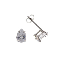 Load image into Gallery viewer, 9ct White Gold Claw Set Pear Shape CZ Pendant &amp; Earrings Set SKU 0701008
