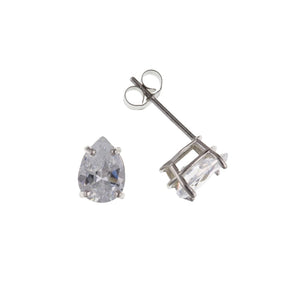9ct White Gold Claw Set Pear Shape CZ Pendant & Earrings Set SKU 0701008