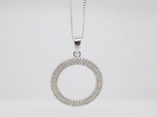 Load image into Gallery viewer, Sterling Silver Double Row CZ Circle Pendant
