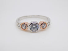 Load image into Gallery viewer, Sterling Silver Rubover CZ 2 Tone Rose/Silver Ring SKU 0136135
