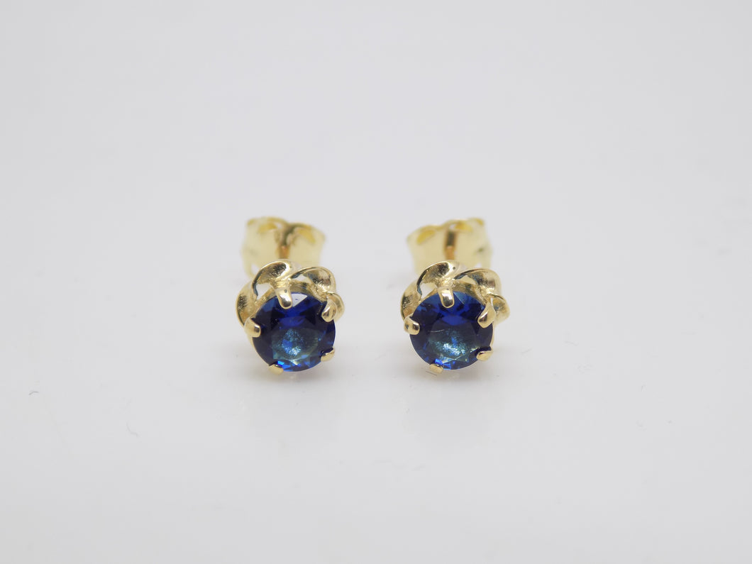 9ct Yellow Gold Blue CZ Stud Earrings  SKU 1507026