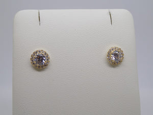 9ct Yellow Gold CZ Halo Stud Earrings SKU 1507153