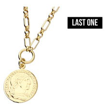 Load image into Gallery viewer, Sterling Silver Gold Finish Paper Link Chain Coin Necklace SKU 0113081
