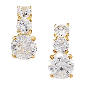 9ct Yellow Gold 3 CZ  Pendant & Earrings Set SKU 0601014