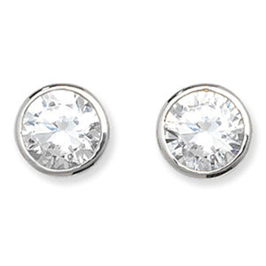 9ct White Gold Round CZ Drop Pendant & Stud Earrings Set SKU 0701001