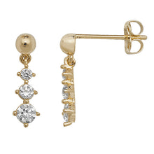 Load image into Gallery viewer, 9ct Yellow Gold 3 CZ Drop Pendant &amp; Earrings Set SKU 0601013
