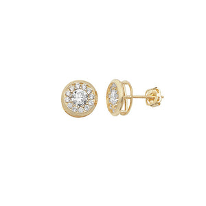 9ct Yellow Gold Halo CZ Pendant & Earrings Set SKU 0601015