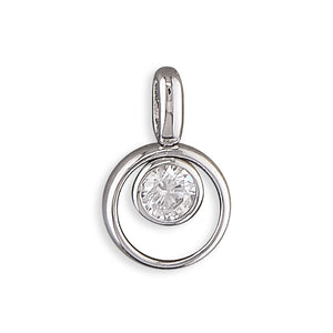 Sterling Silver Open Circle and CZ Pendant and Earring Set SKU 0501043