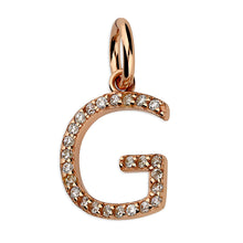 Load image into Gallery viewer, Sterling Silver Rose Finish CZ Initial Pendant

