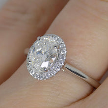Load image into Gallery viewer, Platinum Lab Grown Oval Diamond, Lab Grown Diamond Halo Engagement Ring 1.28ct SKU 7707043
