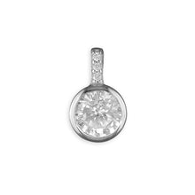 Load image into Gallery viewer, Sterling Silver Rubover Round CZ Pendant &amp; Earring Set SKU 0501049
