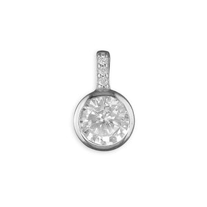 Sterling Silver Rubover Round CZ Pendant & Earring Set SKU 0501049