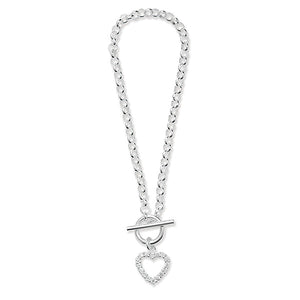Sterling Silver Open CZ Heart Bracelet & Necklace Set SKU 0502004
