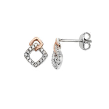 Load image into Gallery viewer, Sterling Silver and Rose Plate Fancy Open Square Pendant and Earring Set SKU 0501031
