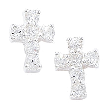 Load image into Gallery viewer, Sterling Silver CZ Cross Pendant and Earring Set SKU 0501005
