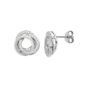 Sterling Silver CZ and Plain Circles Pendant and Earring Set SKU 0501028