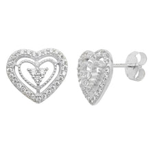 Load image into Gallery viewer, Sterling Silver Fancy CZ Heart Pendant &amp; Earrings Set SKU 0501212
