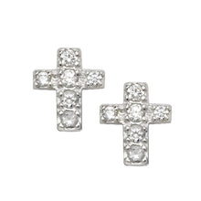 Load image into Gallery viewer, Sterling Silver CZ Cross Pendant &amp; Earrings Set SKU 0501171
