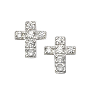 Sterling Silver CZ Cross Pendant & Earrings Set SKU 0501171