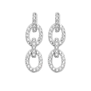 Sterling Silver Double Loop CZ Pendant & Earrings Set SKU 0501057