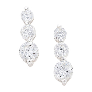 Sterling Silver Claw Set 3 CZ Pendant and Earring Set SKU 0501007