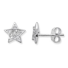Load image into Gallery viewer, Sterling Silver CZ Star Pendant &amp; Earrings Set SKU 0507011
