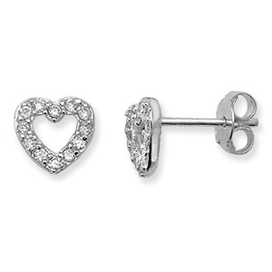 Sterling Silver Open CZ Heart Pendant & Earrings Set SKU 0501124
