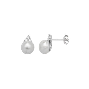 Sterling Silver Synthetic Pearl & CZ Pendant & Earring Set SKU 0501071