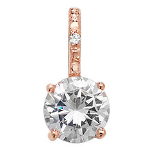 Load image into Gallery viewer, Sterling Silver Rose Plated Round CZ Pendant &amp; Earrings Set SKU 0501193
