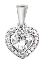 Load image into Gallery viewer, Sterling Silver Halo CZ Heart Pendant &amp; Earrings Set SKU 0501087
