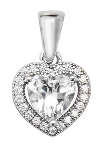 Sterling Silver Halo CZ Heart Pendant & Earrings Set SKU 0501087