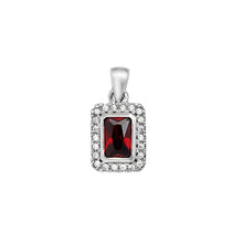 Load image into Gallery viewer, Sterling Silver Rectangle Red CZ Pendant &amp; Earring Set SKU 0501053
