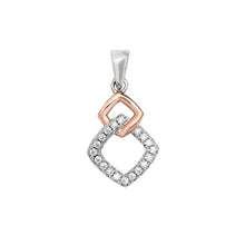 Load image into Gallery viewer, Sterling Silver and Rose Plate Fancy Open Square Pendant and Earring Set SKU 0501031
