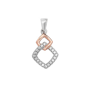Sterling Silver and Rose Plate Fancy Open Square Pendant and Earring Set SKU 0501031