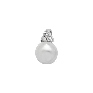 Sterling Silver Synthetic Pearl & CZ Pendant & Earring Set SKU 0501071