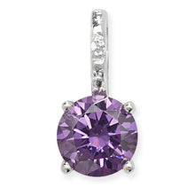 Load image into Gallery viewer, Sterling Silver Round Purple CZ &amp; CZ Pendant &amp; Earrings Set SKU 0501063
