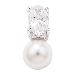 Sterling Silver Synthetic Pearl & CZ Pendant & Earrings Set SKU 0501060