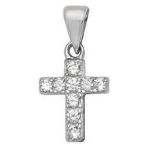 Load image into Gallery viewer, Sterling Silver CZ Cross Pendant &amp; Earrings Set SKU 0501171
