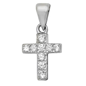 Sterling Silver CZ Cross Pendant & Earrings Set SKU 0501171