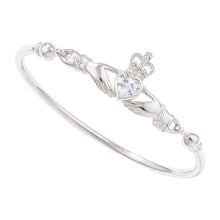 Load image into Gallery viewer, Sterling Silver CZ Claddagh Bangle SKU 0103009
