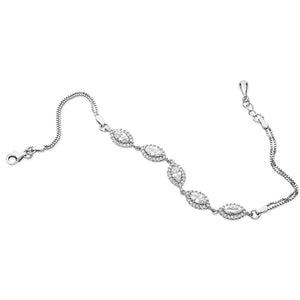 Sterling Silver Marquise Halo CZ Necklace, Bracelet & Earrings Set SKU 0503011