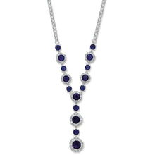 Load image into Gallery viewer, Sterling Silver Multi Blue CZ, CZ Halo Necklace SKU 0142005
